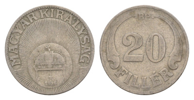 Венгрия 20 филлеров 1926 BP KM 508 медно-никель 4658-531