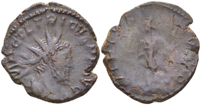 Римская Империя (императоры в Галлии) антониниан 273 - 274 Тетрик I. VIRTVS AVGG, Марс, держащий копье, Колония Агриппины, Very fine RIC 148 биллон 1073-14-27