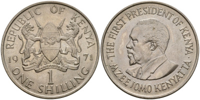 Кения 1 шиллинг 1971 Джомо Кениата KM 14 медно-никель UNC 4599-1245