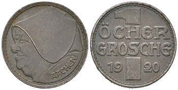 Аахен 10 пфеннигов = 1 грош 1920 Funck 1.5A, Men05 70.15, Men18 99.15 железо 4617-157