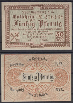 Наумбург 50 пфеннигов 1920 DeNG 2 N4.2 бумага UNC (пресс) 8608-3-1-1