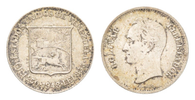 Венесуэла 1/4 боливара 1948 Y 20 серебро 4669-1152
