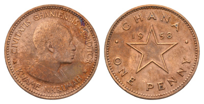Гана 1 пенни 1958 год-тип KM 2 бронза 4114-136