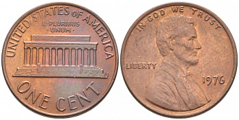 США 1 ЦЕНТ 1976 ЛИНКОЛЬН KM 201 медь цинк 105-1055