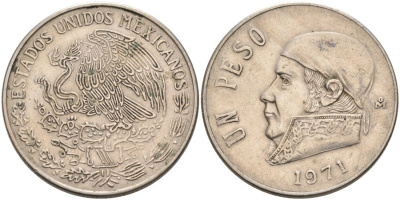 Мексика 1 песо 1971 Хосе Мария Морелос KM 460 медно-никель 4572-321