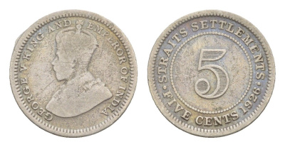 Стрейтс-Сетлментс (Стрейтс Сетлментс) 5 центов 1926 KM 36 серебро 4630-1062