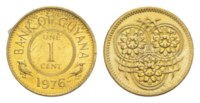 Гайана 1 цент 1976 Республика KM 31 никель латунь  UNC  4659-519