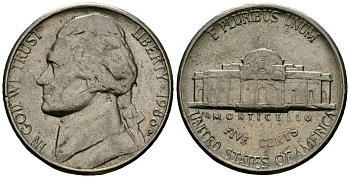 США 5 центов 1986 Джефферсон KM A192 медно-никель 4135-447