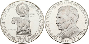 ЮГОСЛАВИЯ 350 ДИНАРОВ 1978 БРОЗ ТИТО, ТИРАЖ 24000 ЭКЗ. KM 70 серебро PROOF 00-00