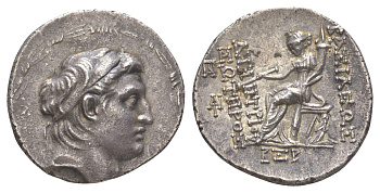 Государство Селевкидов тетрадрахма 162 г. до н.э. Деметрий I Сотер, голова царя/Тихе с рогом изобилия и скипетром, 16,13 гр, Антиохия-на-Оронте HGC 9, 798 серебро 00-812-20
