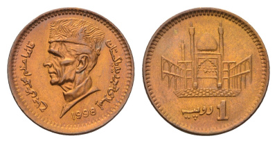 Пакистан 1 рупия 1998 KM 62 бронза UNC 4396-1034