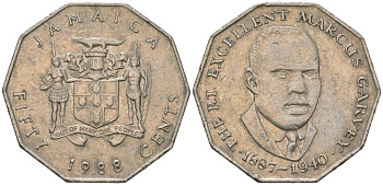 Ямайка 50 центов 1988 KM 65 медно-никель 4512-314