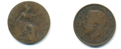 Великобритания 1 пенни 1912 Георг V (1910-1936) KM 810, Spink 4051 бронза 59-846