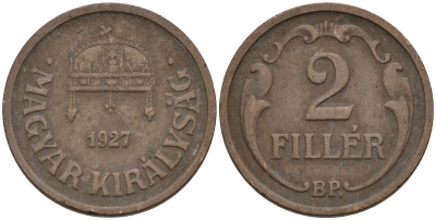 Венгрия 2 филлера 1927 BP KM 506 бронза 4115-1114