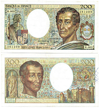 ФРАНЦИЯ 200 ФРАНКОВ 1981 Pick 155а бумага 7217-39-2