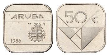 Аруба 50 центов 1986 Беатрикс (1980-2013) KM 4 сталь плакированная никелем aUNC 75-1012