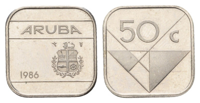 Аруба 50 центов 1986 Беатрикс (1980-2013) KM 4 сталь плакированная никелем aUNC 75-1012