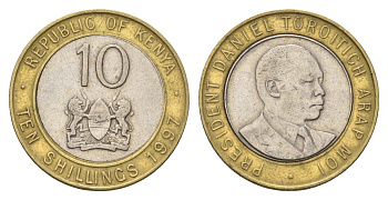 Кения 10 шиллингов 1997 Дэниэл арап Мои KM 27 биметалл 4703-644