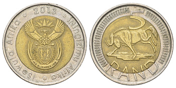 ЮАР 5 рандов 2013 биметалл 4626-921