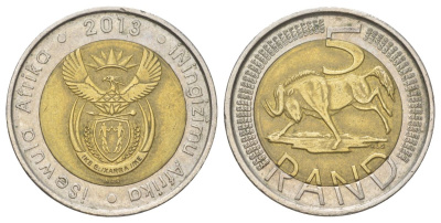 ЮАР 5 рандов 2013 биметалл 4626-921