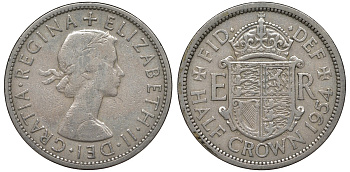 Великобритания 1/2 кроны 1954 Елизавета II (1952-2022) KM 907, Spink 4145 медно-никель 4131-625