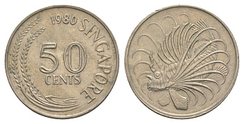 Сингапур 50 центов 1980 KM 5 медно-никель 4638-1251