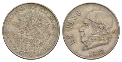 Мексика 1 песо 1970 Хосе Мария Морелос KM 460 медно-никель 4646-327
