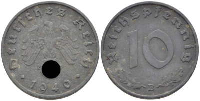 Германия 10 рейхспфеннигов 1940 B KM 101, J. 371 цинк 4401-852