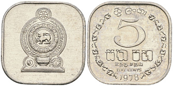 Шри-Ланка 5 центов 1978 KM 139a алюминий 4136-564