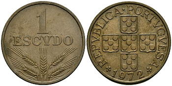 Португалия 1 эскудо 1972 KM 597 бронза 4120-946