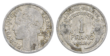 Франция 1 франк 1948 KM 885a алюминий 4641-1023