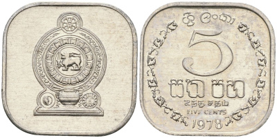 Шри-Ланка 5 центов 1978 KM 139a алюминий 4136-564