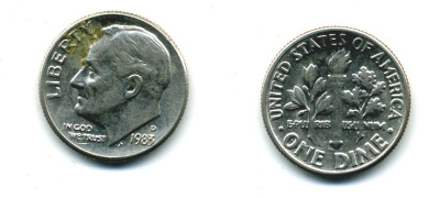 США 10 ЦЕНТОВ = 1 ДАЙМ 1983 D, РУЗВЕЛЬТ KM 195а медь плакированная медно-никелем 4364-357