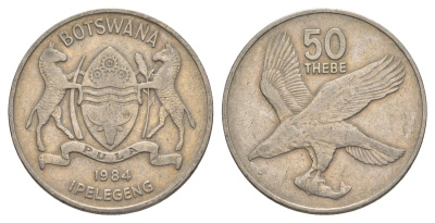 Ботсвана 50 тхебе 1984 Орлан-крикун KM 7a сталь плакированная никелем 69-635