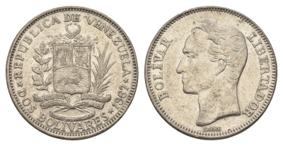 Венесуэла 2 боливара 1967 Симон Боливар Y 43 никель 4662-931