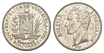Венесуэла 2 боливара 1989 Симон Боливар Y 43a сталь плакированная никелем 4590-1033