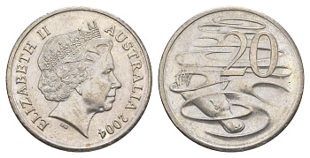 Австралия 20 центов 2004 Елизавета II (1952-2022), утконос KM 403 медно-никель 4385-435