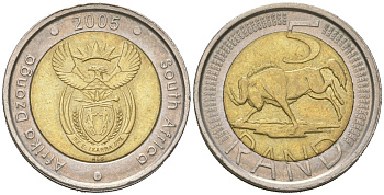ЮАР 5 рандов 2005 KM 297 биметалл 4364-2443