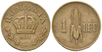 Румыния 1 лей 1941 Михай I (1940-1947) KM 56 никель латунь 4124-1225