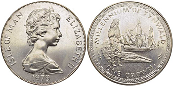 Остров Мэн 1 крона 1979 1000 летие Тинвальду (парламенту), солдат KM 49 медно-никель UNC 107-515