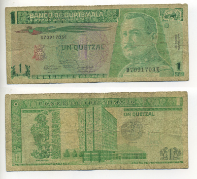 Гватемала 1 кетсаль 1991 генерал Хосе Мария Ореллано, президент Гватемалы (1921-1926) Pick 73 b бумага 7548-68-3