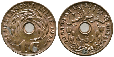 Нидерландская Восточная Индия 1 цент 1945 D KM 317 бронза UNC 93-1452