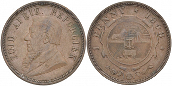 Южно-Африканская Республика, Трансвааль 1 пенни 1898 Пауль Крюгер KM 2 медь 180-933