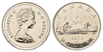 Канада 1 доллар 1978 Елизавета II (1952-2022), каноэ KM 120.1 никель PROOF-LIKE (BU) 443-1043