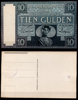 Нидерланды 10 гульденов ND (1924-1932) открытка тип Pick 43 картон 8708-4