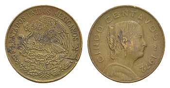 Мексика 5 сентаво 1972 Жозефа Ортис де Домингес KM 427 латунь 4655-1047