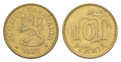 Финляндия 10 пенни 1982 KM 46 алюминиевая бронза 4647-343