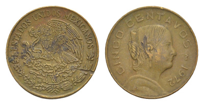 Мексика 5 сентаво 1972 Жозефа Ортис де Домингес KM 427 латунь 4655-1047