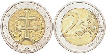 Словакия 2 евро 2009 KM 102 биметалл UNC 4126-1244