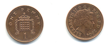 Великобритания 1 пенни 2004 Елизавета II (1952-2022) KM 986, Spink 4710 (B5) сталь плакированная медью 177-558